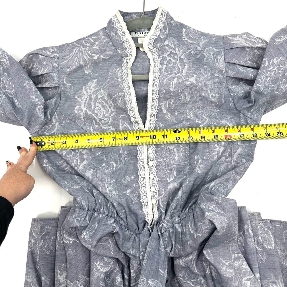 Vintage Pea Patch Prairie Dress Womens 11/12 Beaded Lace Pearl Puff Cottage USA - Picture 11 of 13